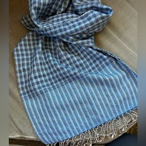 Scarf with fringe, shades of blue, NWOT
